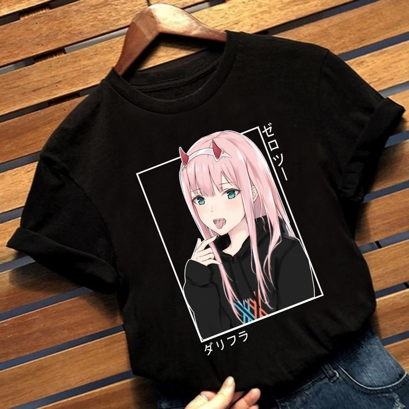 buy darling in the franxx anime zero two kawaii cartoon print top harajuku shirt at affordable prices free shipping real reviews with photos joom