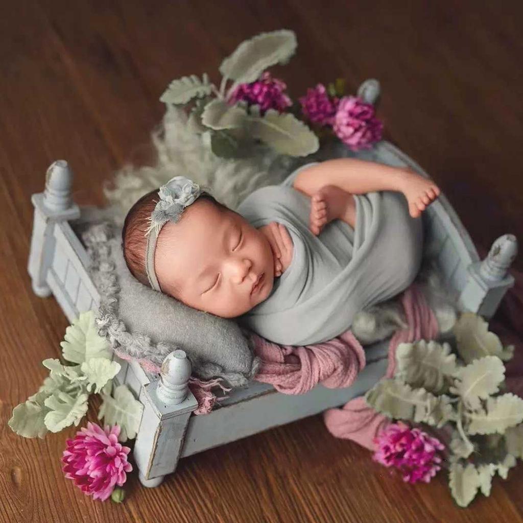 Of these outfits will help you to redress the newborn baby smoothly without awakening her. Bioby Newborn Photography Shoot Props Retro Wooden Bed Baby Studio Photography Background Cribs Buy At A Low Prices On Joom E Commerce Platform