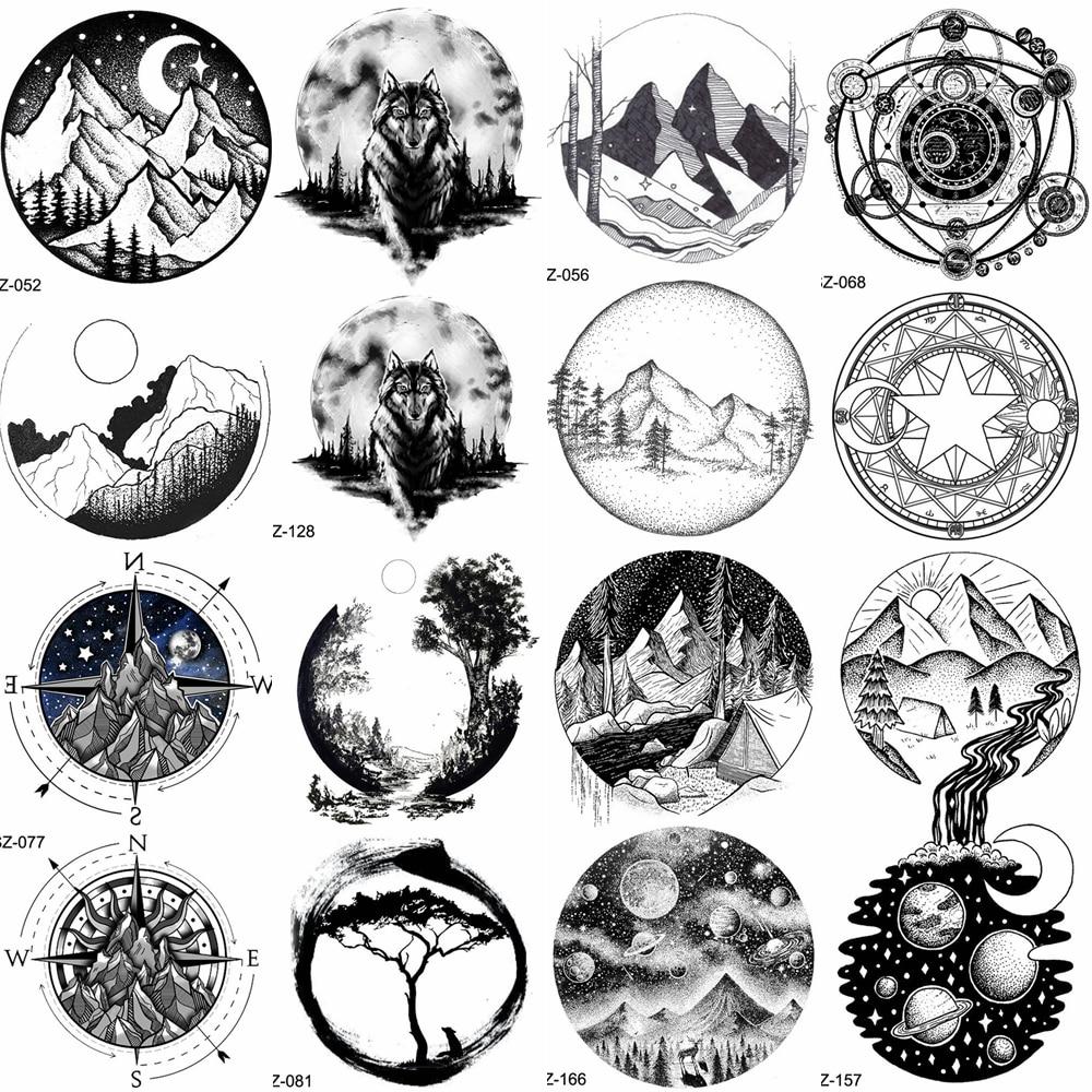 Compre 1Pc Black Mountain River Geometric Tattoo Stickers Arm Moon Temporary Tatoo For Men Wolf Round Fake Barato — Frete Grátis, Avaliações Reais Com Fotos — Joom 1000_x_1000_jpg