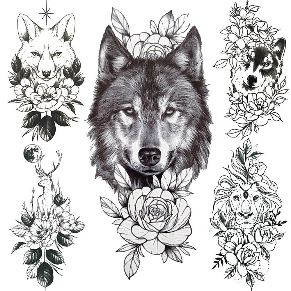 Wolf Temporary Tattoo For Men Women Black Peony Flower Elk Lion Tattoos Fox Water Transfer Painting Fake Tatoo Body Armbands Art Acheter 脌 Prix Bas — Livraison Gratuite, Avis R茅els Avec Des 1000_x_1000_jpg