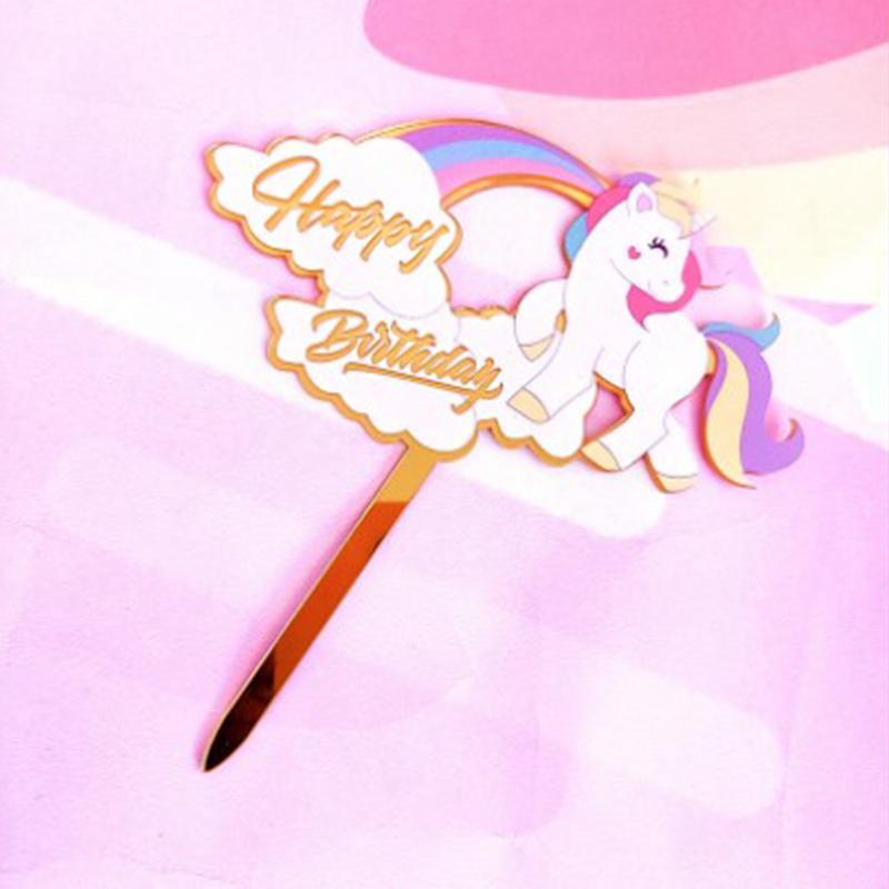 buy colorful unicorn party cake topper happy birthday cake acrylic party decor at affordable prices free shipping real reviews with photos joom