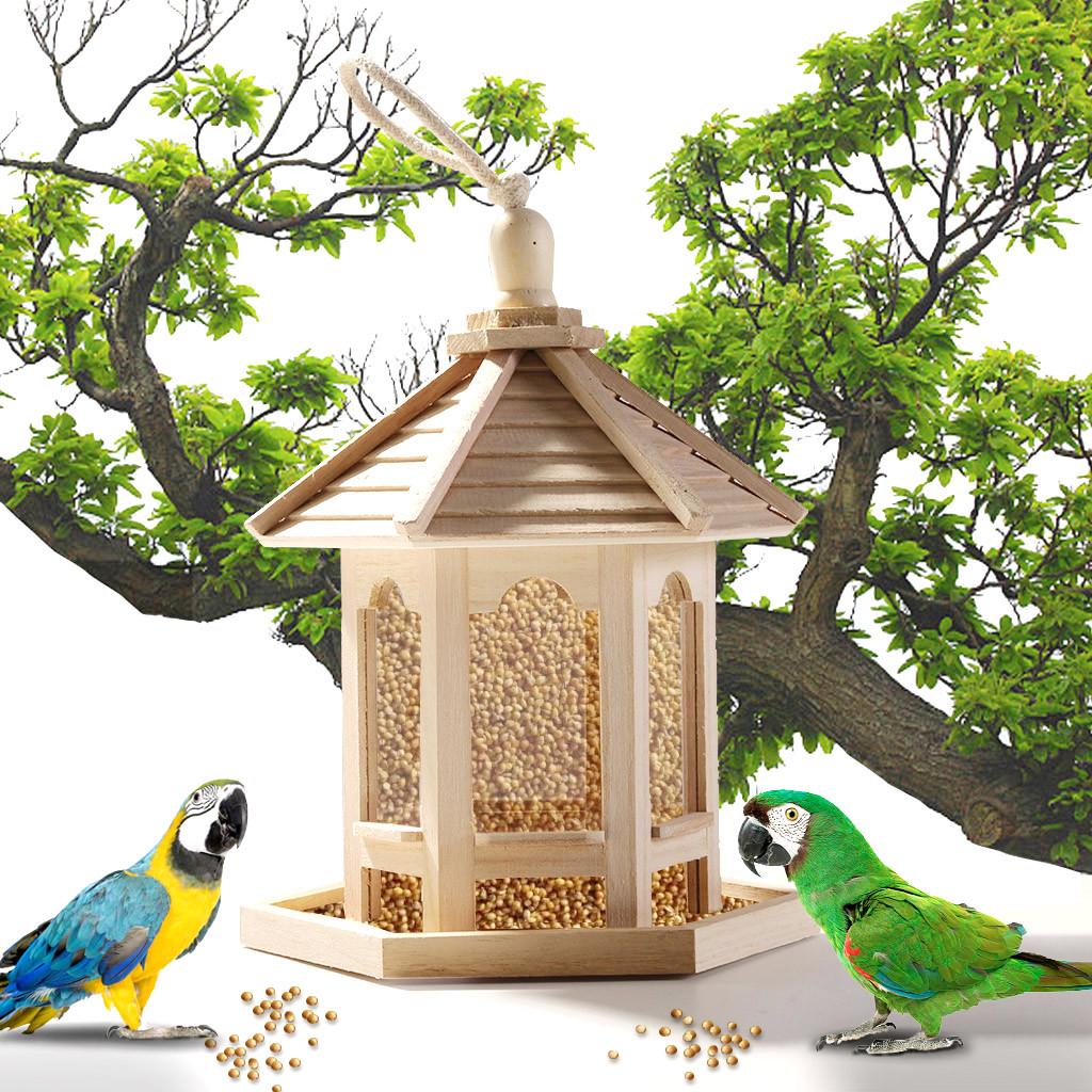 Yingzihua Wooden Bird Feeder Hanging For Garden Yard Decoration Hexagon Shaped With Roof Buy At A Low Prices On Joom E Commerce Platform