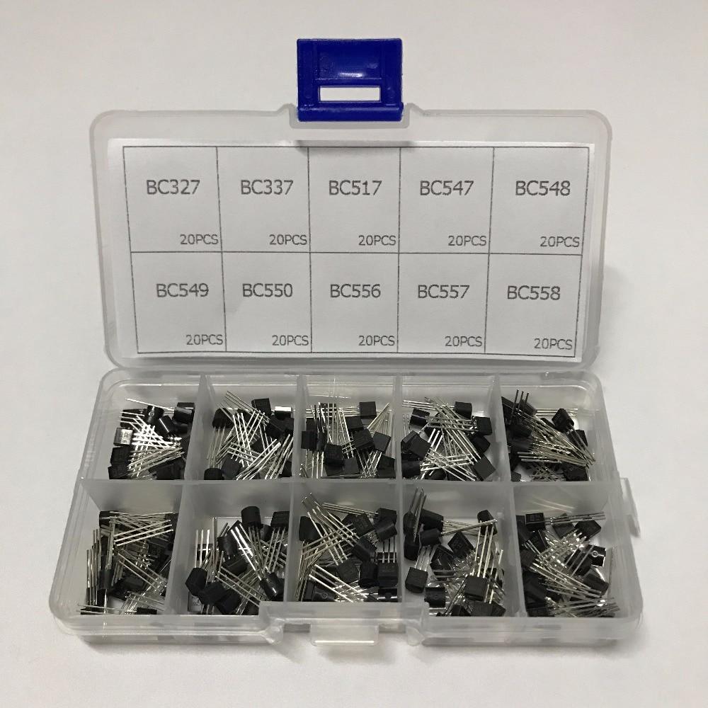 10 Valores 200pcs Bc327 Bc558 Bc337 Bc549 Bc550 Bc517 Bc556 Bc547 Bc557 Bc548 Npn Transistor