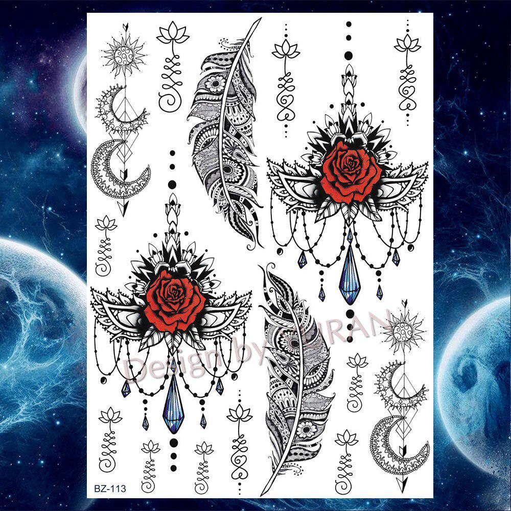 1pc Black Rose Waterproof Temporary Tattoo Stickers Peony Flower Fake Sexy Tatoo Leaf Women Body Art Buy At A Low Prices On Joom E Commerce Platform