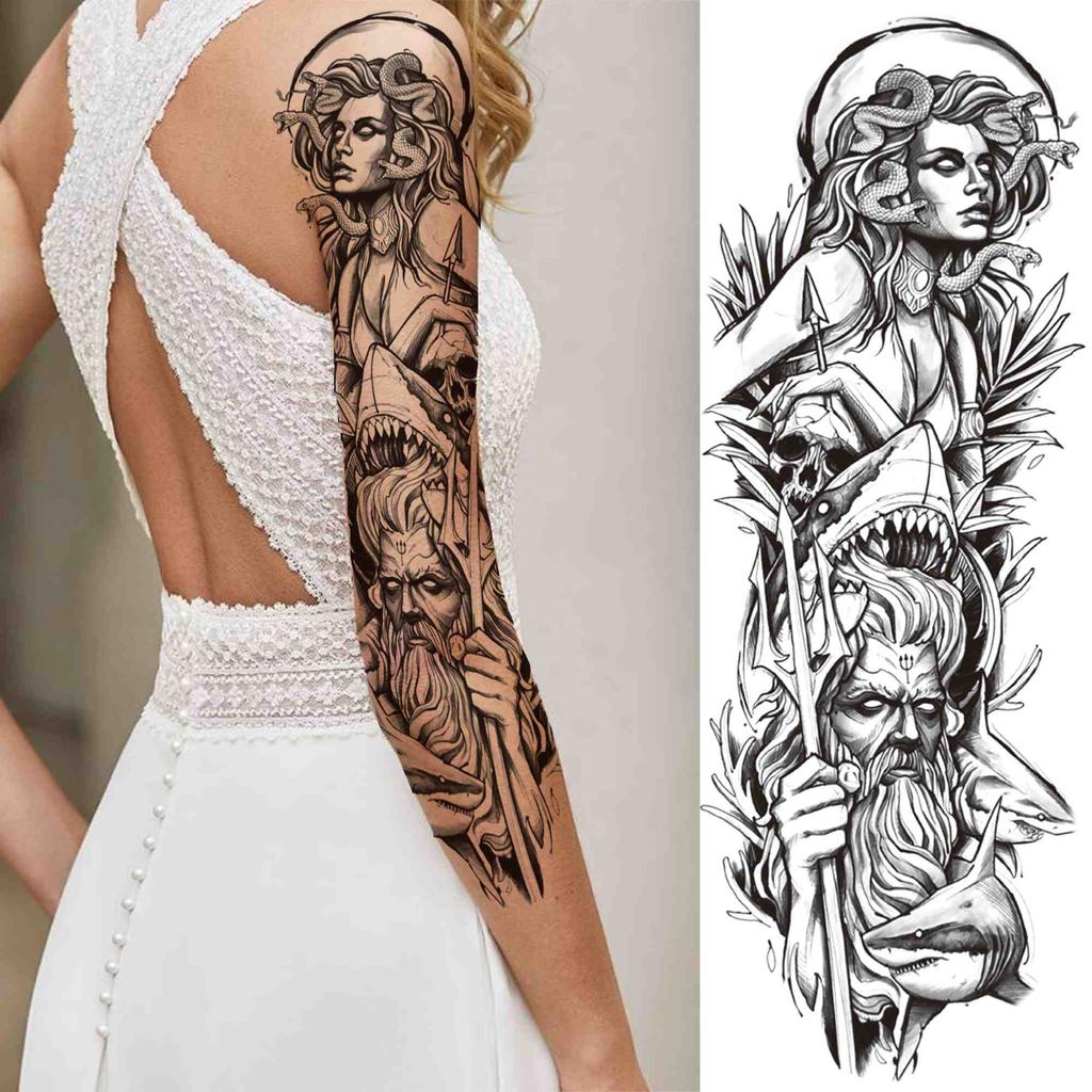 Goedkope Black Full Arm Art Tattoo Sticker For Woemn Men Warrior Wolf Army Temporary Tattoos Sleeve Sexy Large Washable Body Art Tatoos Kopen — Gratis Levering, Eerlijke Reviews Met Foto's — Joom