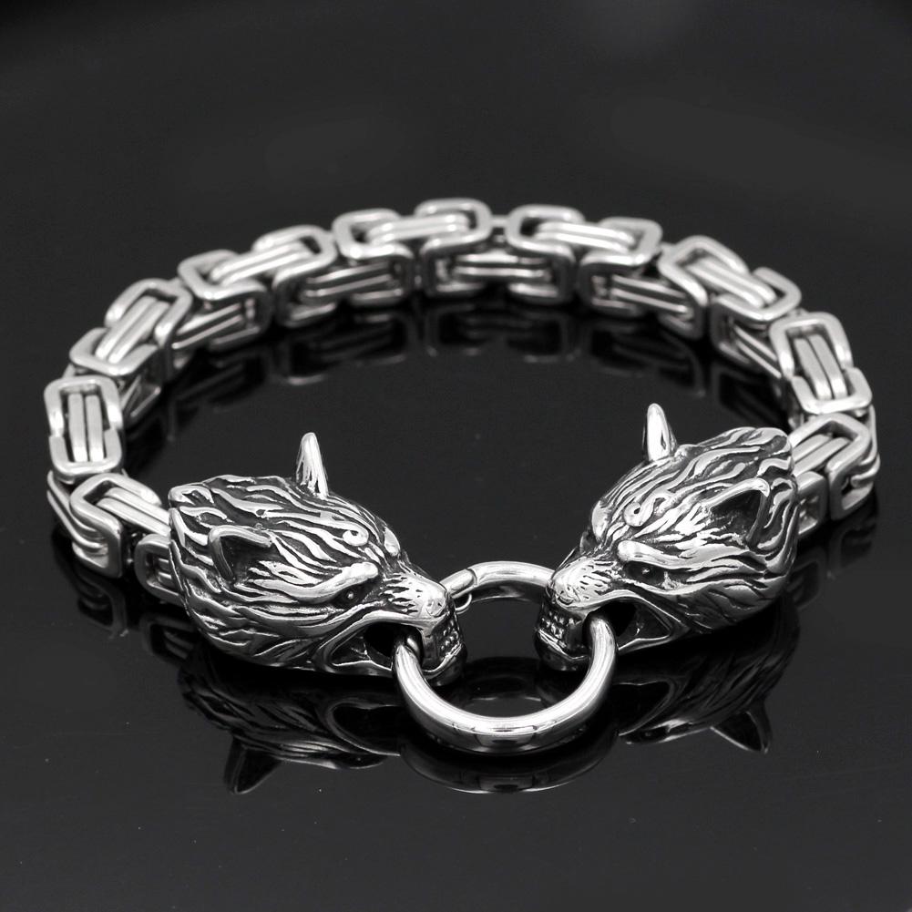Beweeg over de afbeelding om in te zoomen. Norse Men Stainless Steel King Chain Viking Wolf Head Bracelet 17 19 21 23 25 Cm Kopen Tegen Lage Prijzen Op Joom Webwinkel