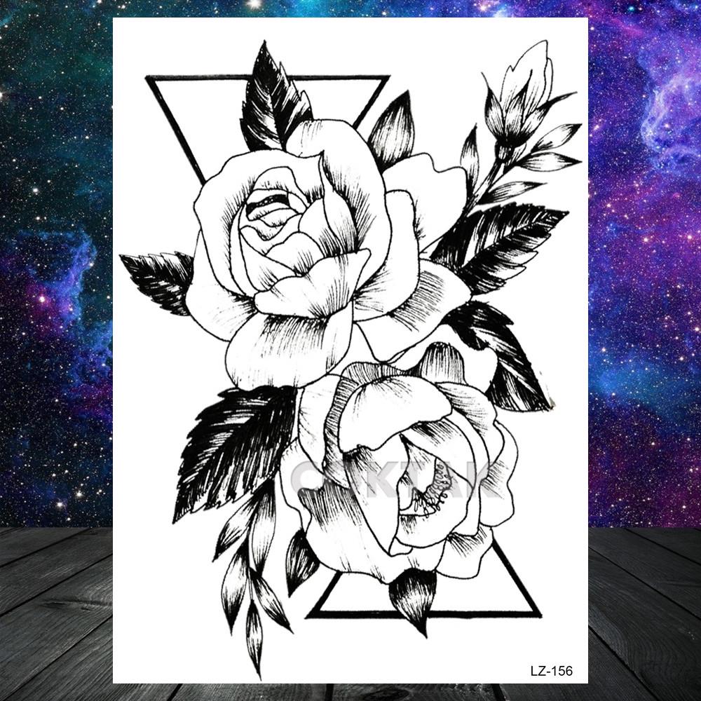 Pencil Sketch Flower Temporary Tattoo For Women's Fashion Decoration Tatoo Fake Waterproof Tattoos Acquista In Modo Economico — Spedizione Gratuita, Recensioni Reali Con Foto — Joom 1000_x_1000_jpg