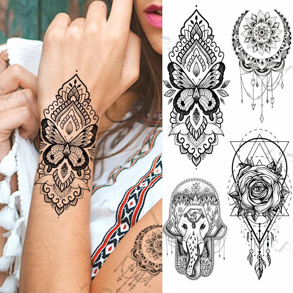 Buy Geometric Tiger Lotus Tattoo Sticker For Women Female Mandala Elephant Lace Black Henna Temporary Tattoo Diy Washable Tatoos At Affordable Prices — Free Shipping, Real Reviews With Photos — Joom 1000_x_1000_jpg