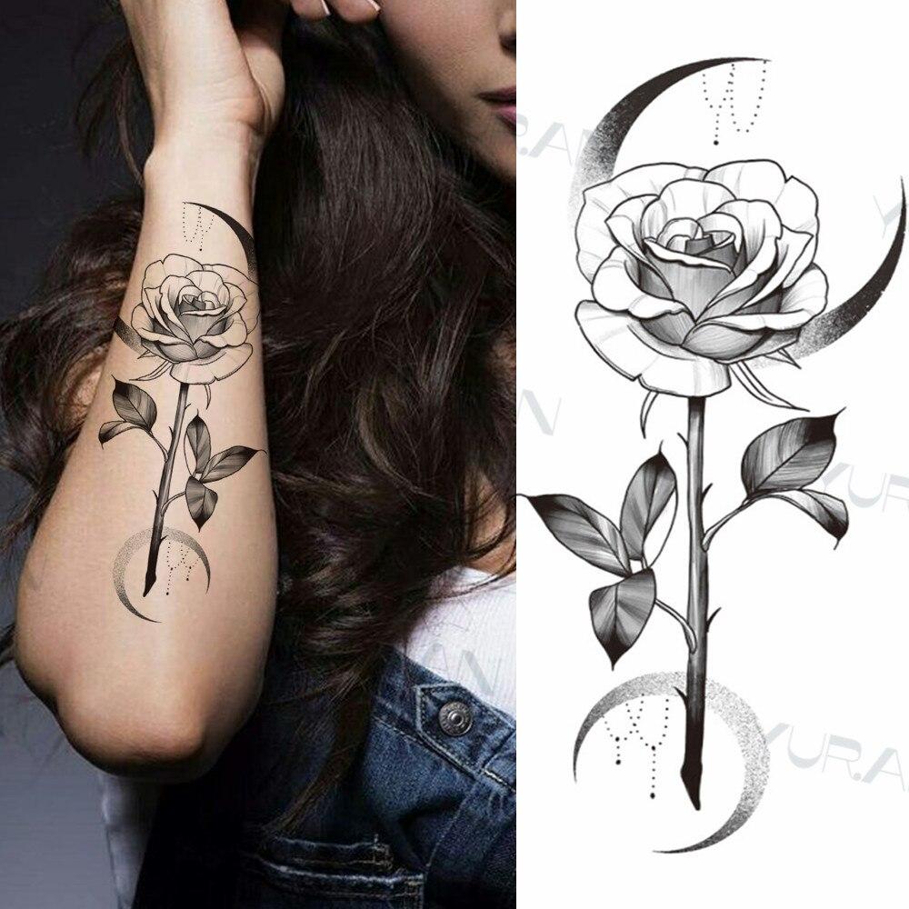 Buy 3D Rose Flower Floral Temporary Tattoo For Women Men Realistic Flower Feather Gun Moon Snake Fake Tatoo Washable Tattoo Stickers At Affordable Prices — Free Shipping, Real Reviews With Photos — Joom 1000_x_1000_jpg