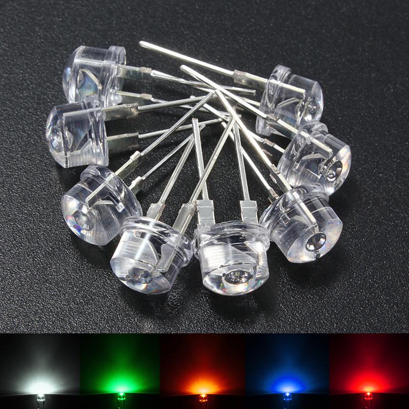 20pcs 8mm Straw Hat White Blue Green Yellow Red Led Lights Bulb Emitting Diodes Lamp
