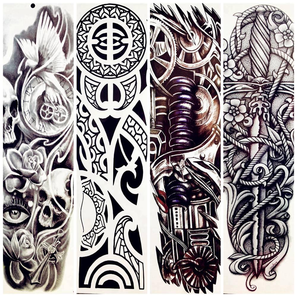 Buy 1Pc Black Full Arm Tattoos Temporary Totem Death Ghost Tattoo Sticker Mechanical Arm At Affordable Prices — Free Shipping, Real Reviews With Photos — Joom