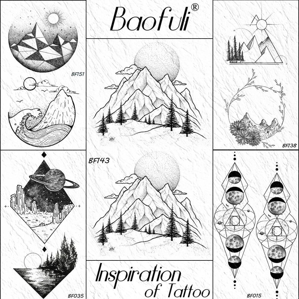 Buy 1Pc Mountain Sun Temporary Tattoo Body Art Tattoos Sunset Geometric Fake Peak Women Men Leg At Affordable Prices — Free Shipping, Real Reviews With Photos — Joom 1000_x_1000_jpg