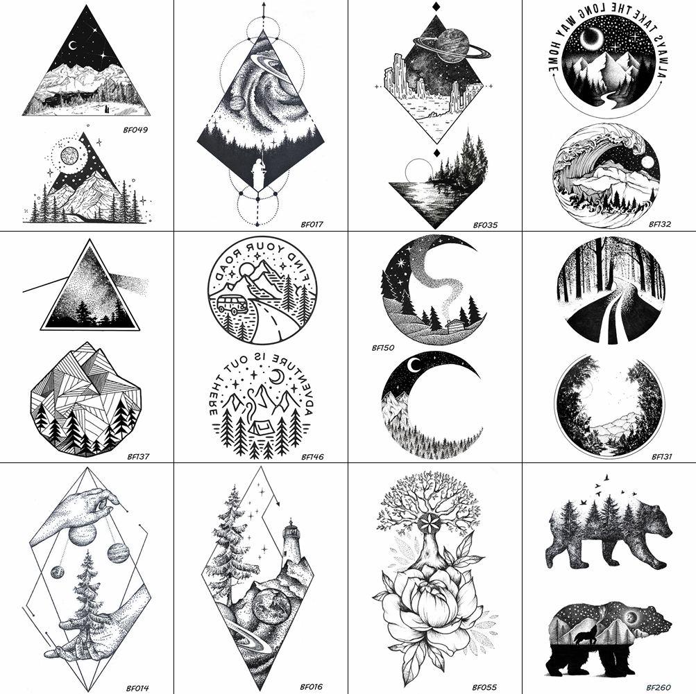 Buy 12 Pieces/Lot Mountain Fake Temporary Tattoos Geometric Triangle Sticker Body Arm Black Tattoo At Affordable Prices — Free Shipping, Real Reviews With Photos — Joom 1001_x_1003_jpg