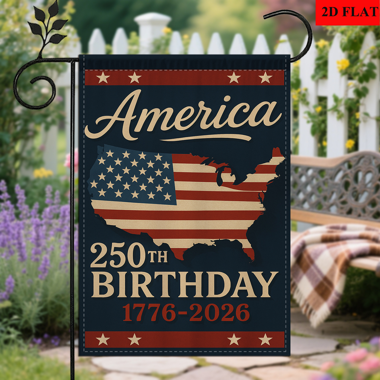 Garden Flag US Map 250th Anniversary 1776 2026 Design Designed By Goods 