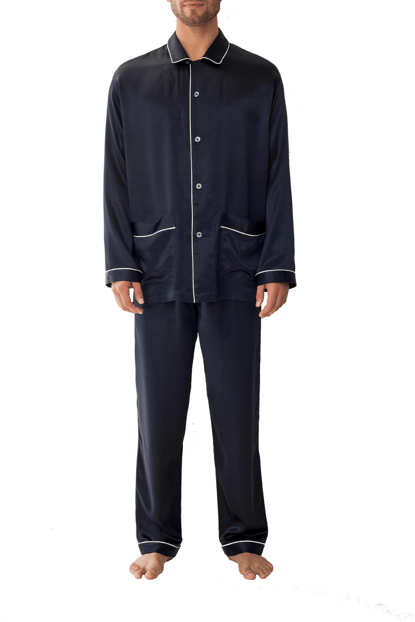 Pyjamas für herren aus baumwolle, leinen und seide