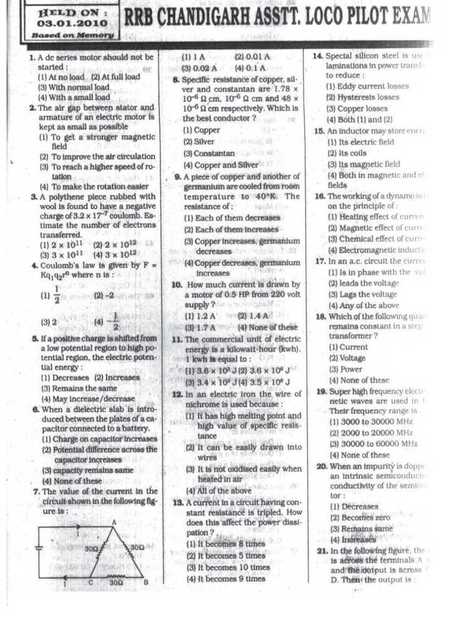 Rrb Technician Question Papers In Hindi Pdf Sam