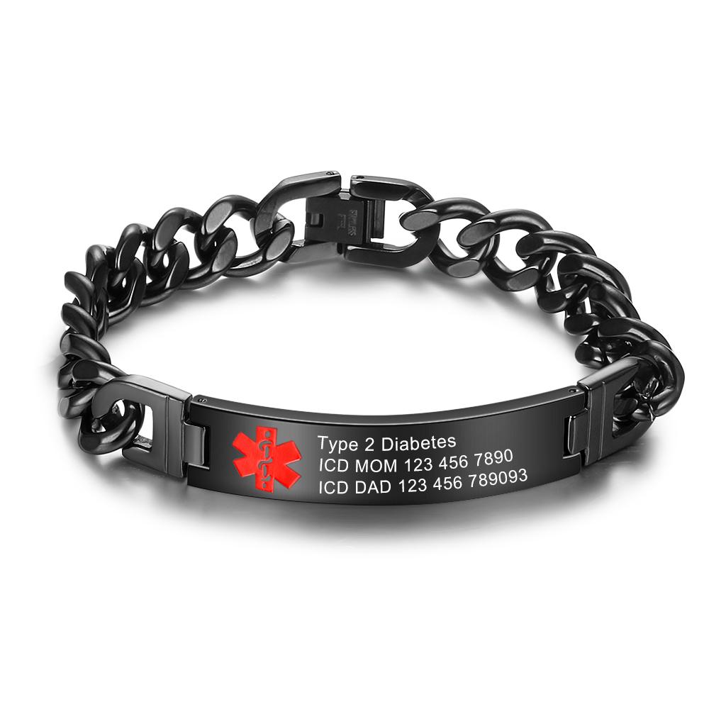 We rounded up several medical alert bracelets and identification jewelry (for conditions like epilepsy, diabetes, allergies, etc.) that are fashionable. Life Alert Bracelet for Women Men Kids Engraved Chain