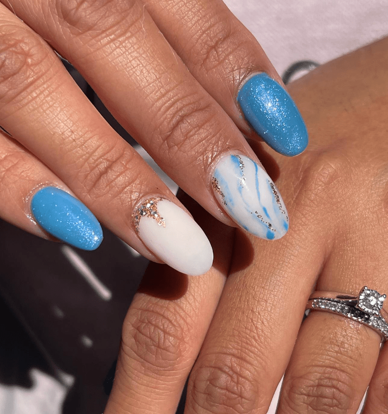 Light blue almond nails