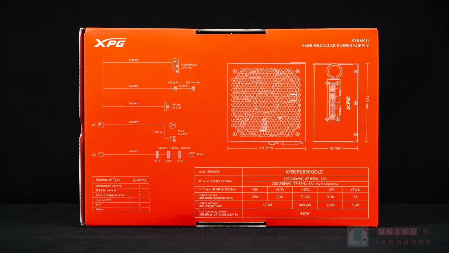 XPG 850W 半模組電源與 12V-2x6 接頭