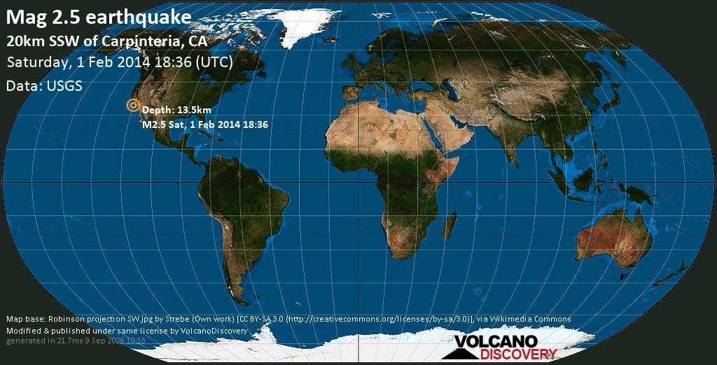 Earthquake Info M2 5 Earthquake On Saturday 1 February 2014 18 36