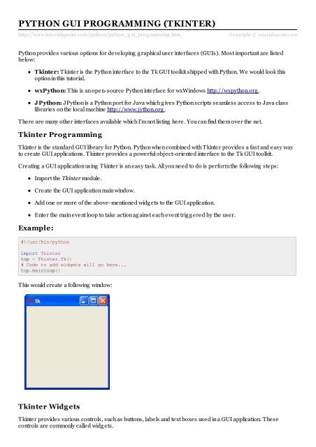 Python Gui Programming With Tkinter