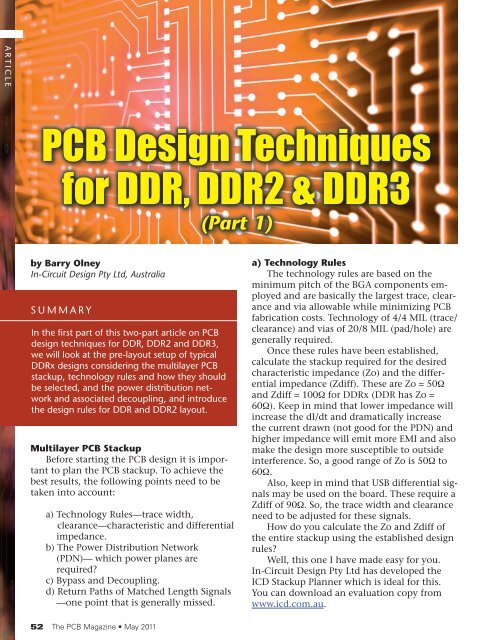 Pcb Design Techniques For Ddr Ddr2 Ddr3 1n Circuit Design