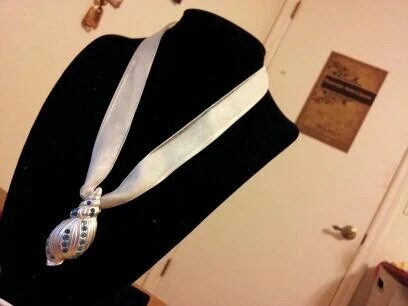 Simple as the Ocean necklace on double ribbon