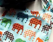 Baby Bib - (HAND STITCHED) Elephants, cotton, terry cloth