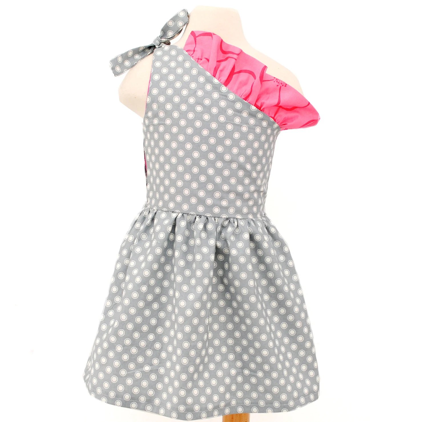 Girl Dress - Gray Polka Dot Pink Dress - Harlow - Matches our other items