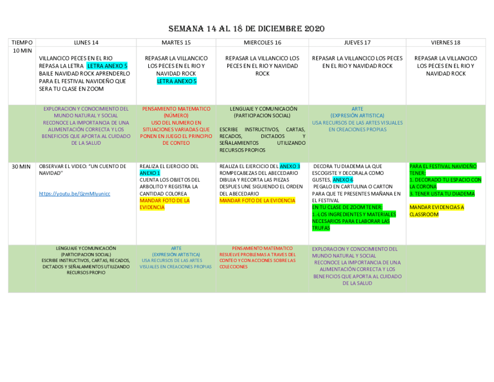 Semana Del 14 Al 18 De Diciembre 2020 Pdf Docer Com Ar
