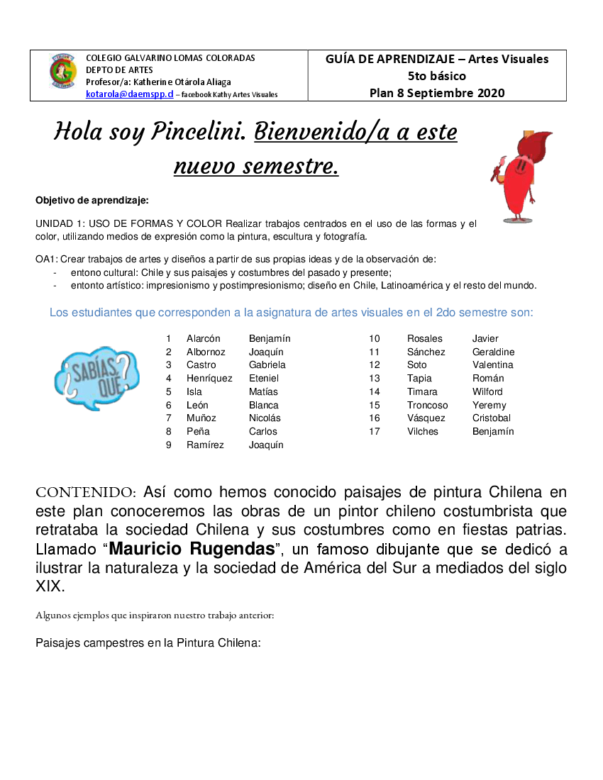 Artes Visuales 5to Basico Plan 8 Septiembre Pdf Docer Com Ar