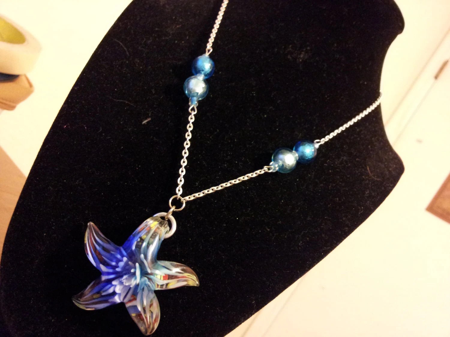 Summertime Swim star pendant blue necklace