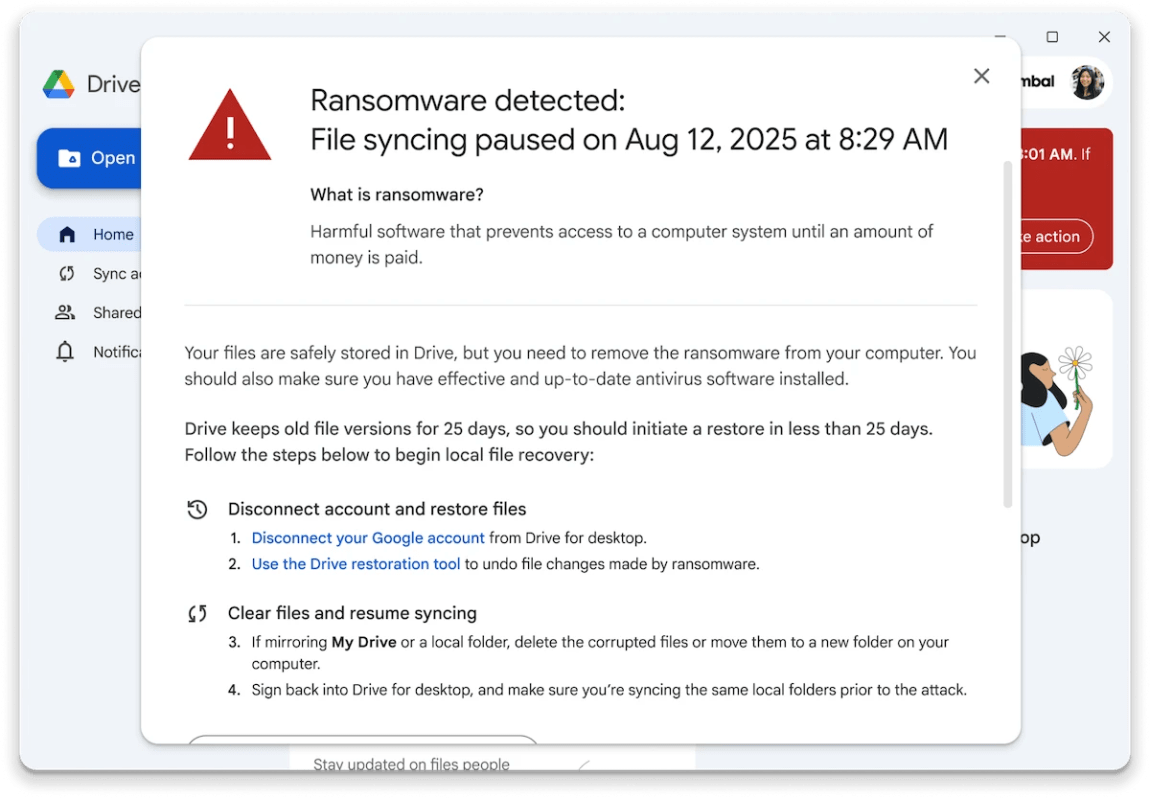 Google Drive ransomware detection