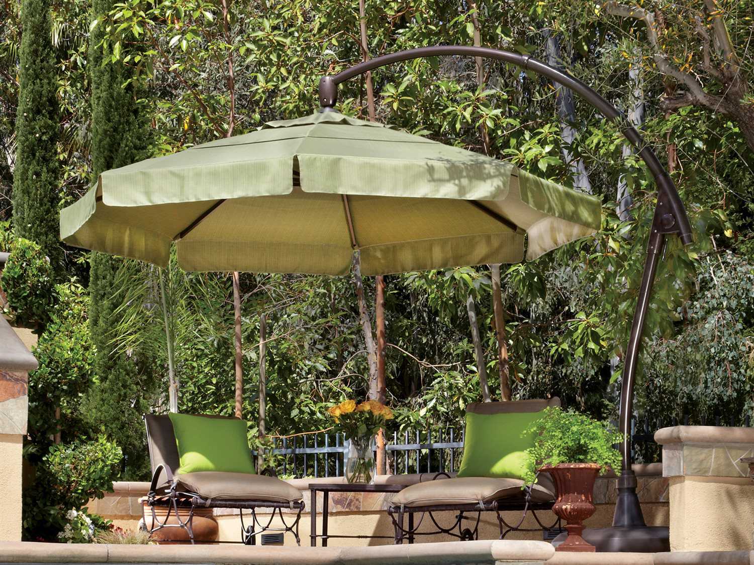 Transform your outdoor space this spring/summer with the best garden furniture. Treasure Garden Cantilever Aluminum 11' Crank Lift and Tilt Umbrella | EXAG28