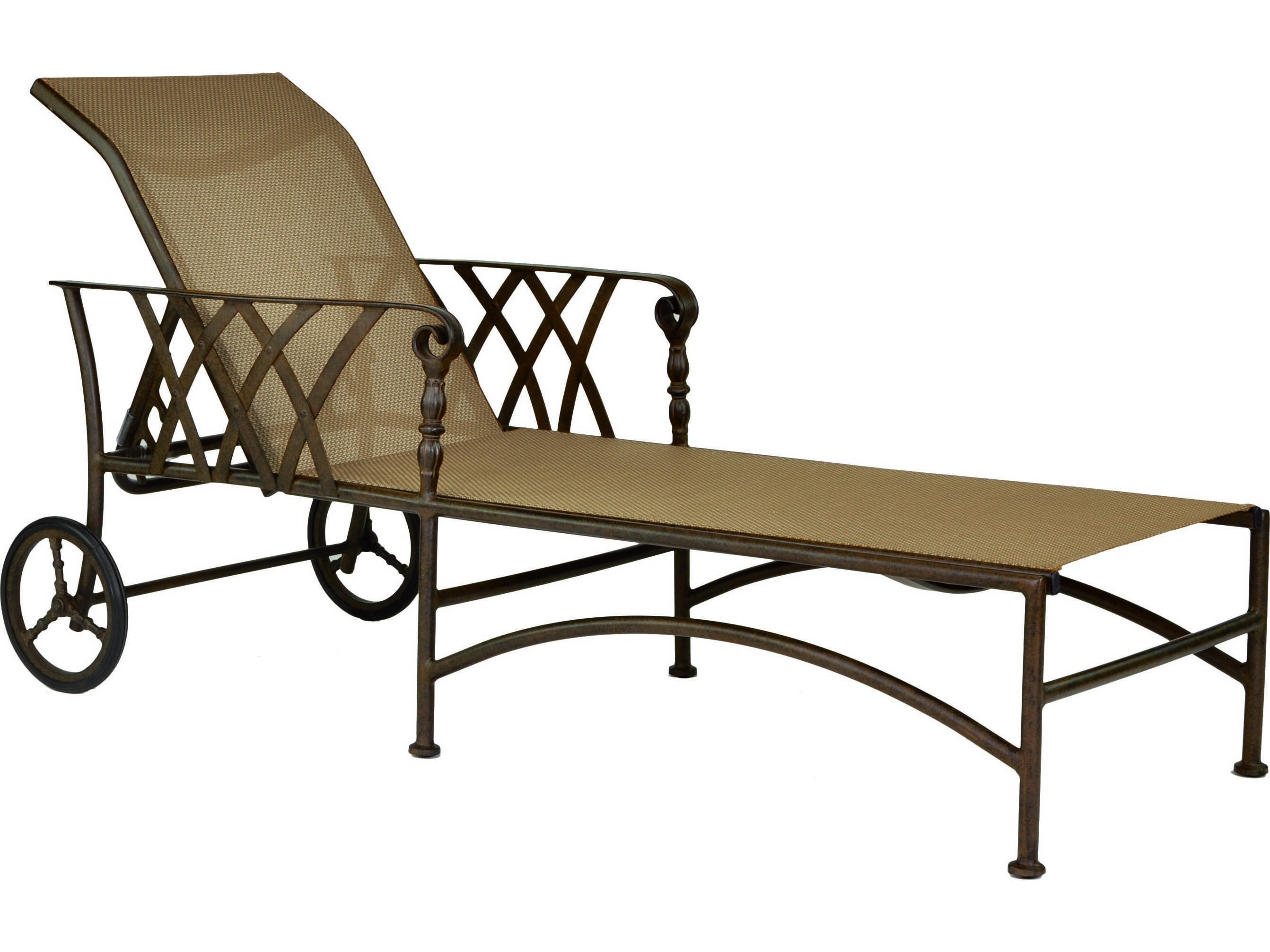 Castelle veranda sling cast aluminum adjustable chaise lounge with