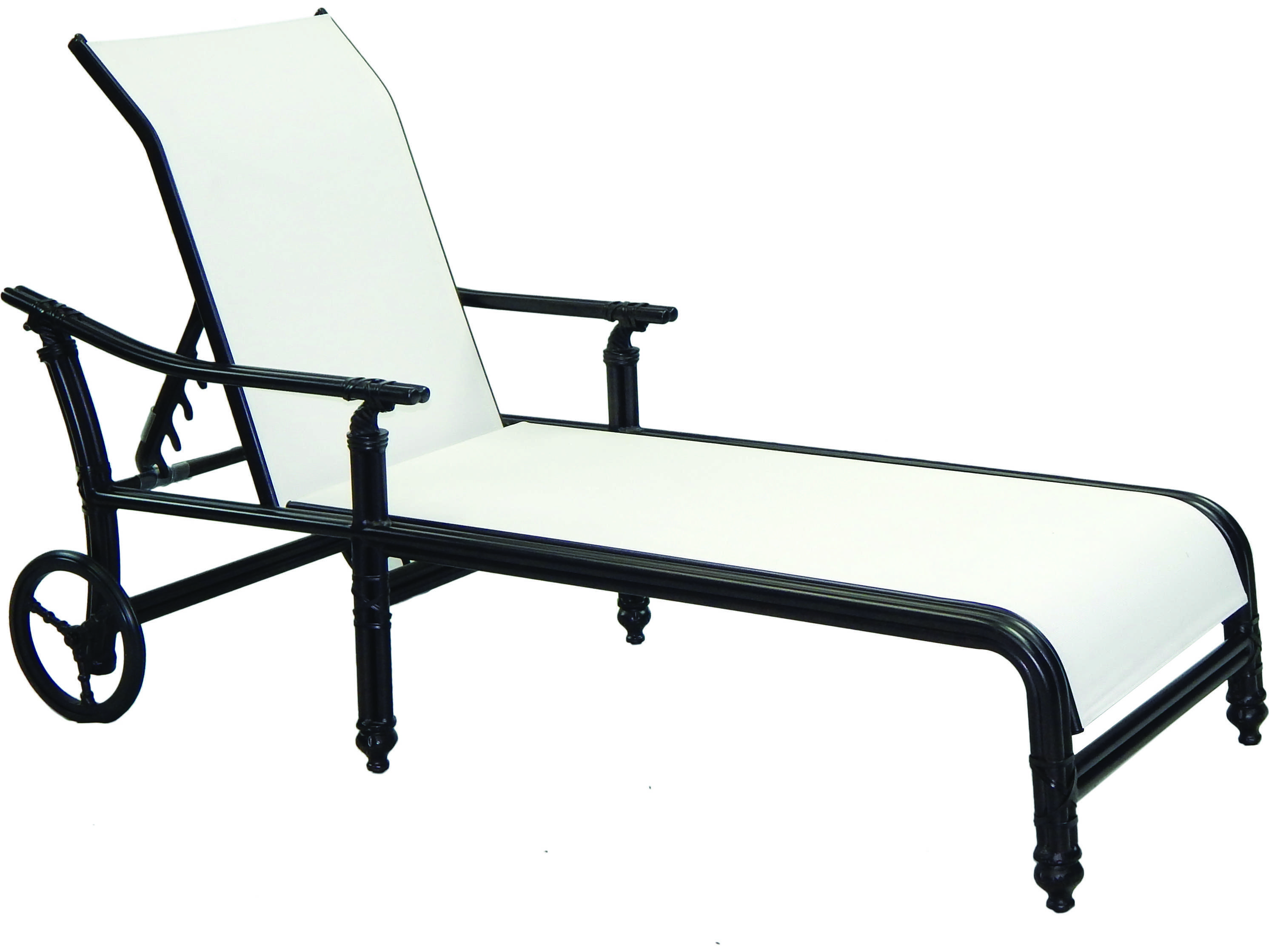 Replacement wheel for chaise or tea cart including tire. Castelle Coco Isle Sling Cast Aluminum Adjustable Chaise