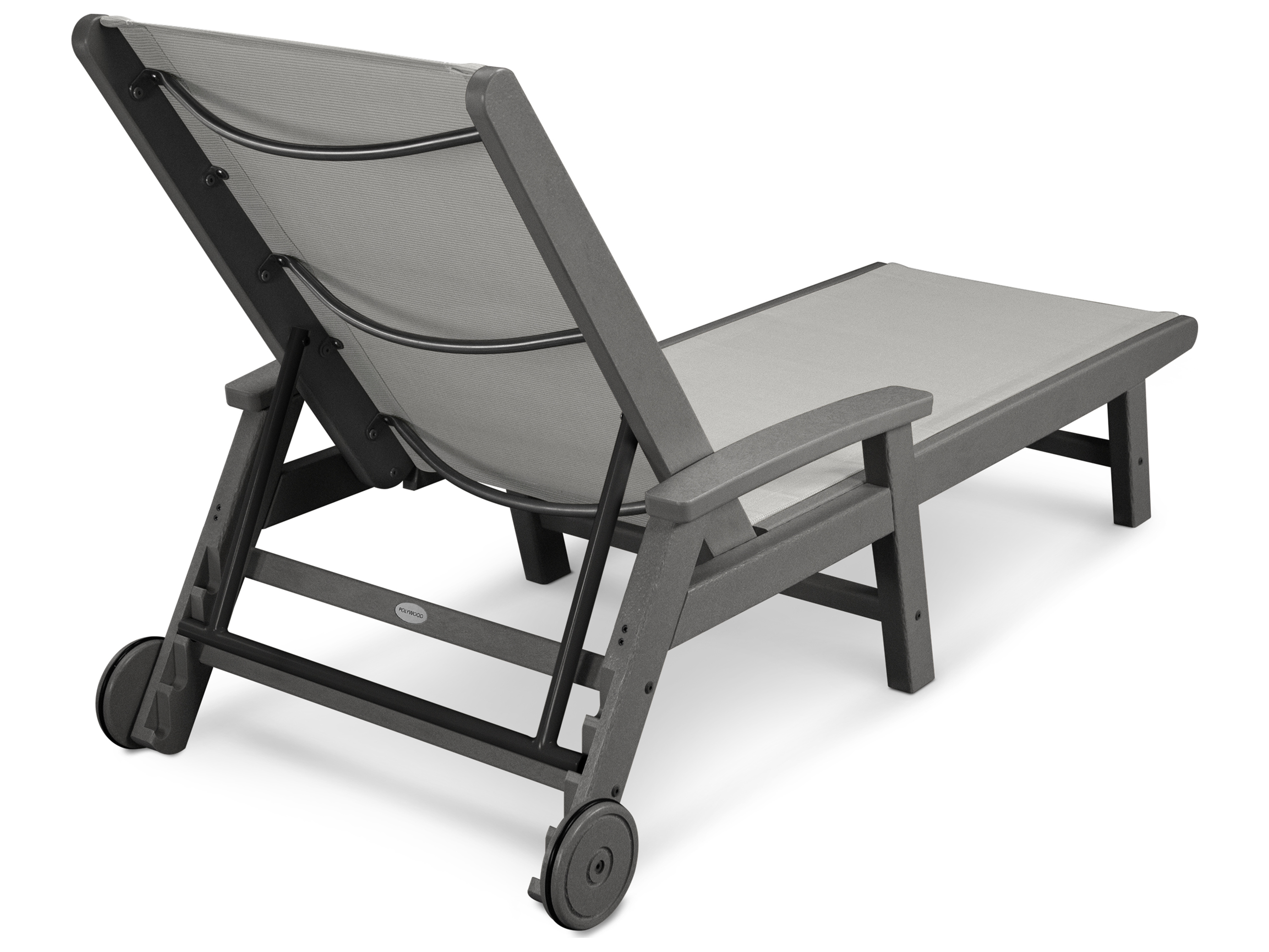 Polywood® coastal sling aluminum chaise lounge with wheels