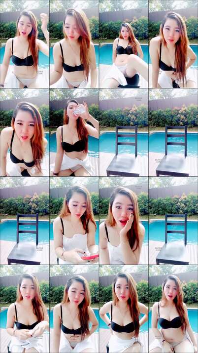 cantik live outdoor di kolam renang