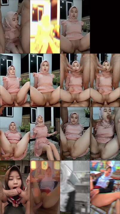 hijab manis cakep dientot di teras rumahnya sendiri