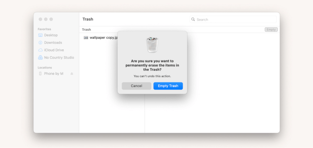 erase the items in the Trash erase the items in the Trash