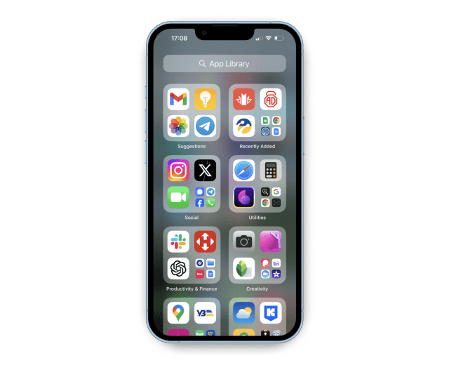 App Library on iPhone App Library on iPhone