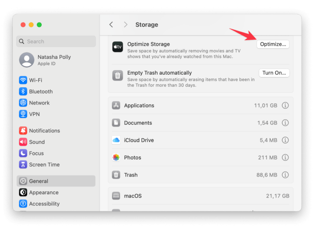 Optimize Storage > Save space by automatically removing movies and TV shows that you've already watched from this Mac.