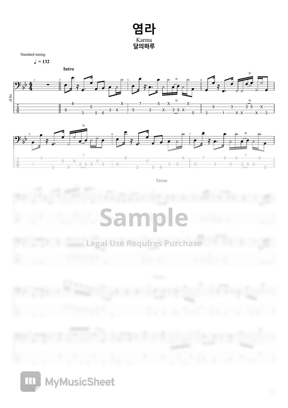 TUNA CRACKER Sheets, dareharu Sheets, Karma Sheets, KPOP Sheets, Bass Guita...