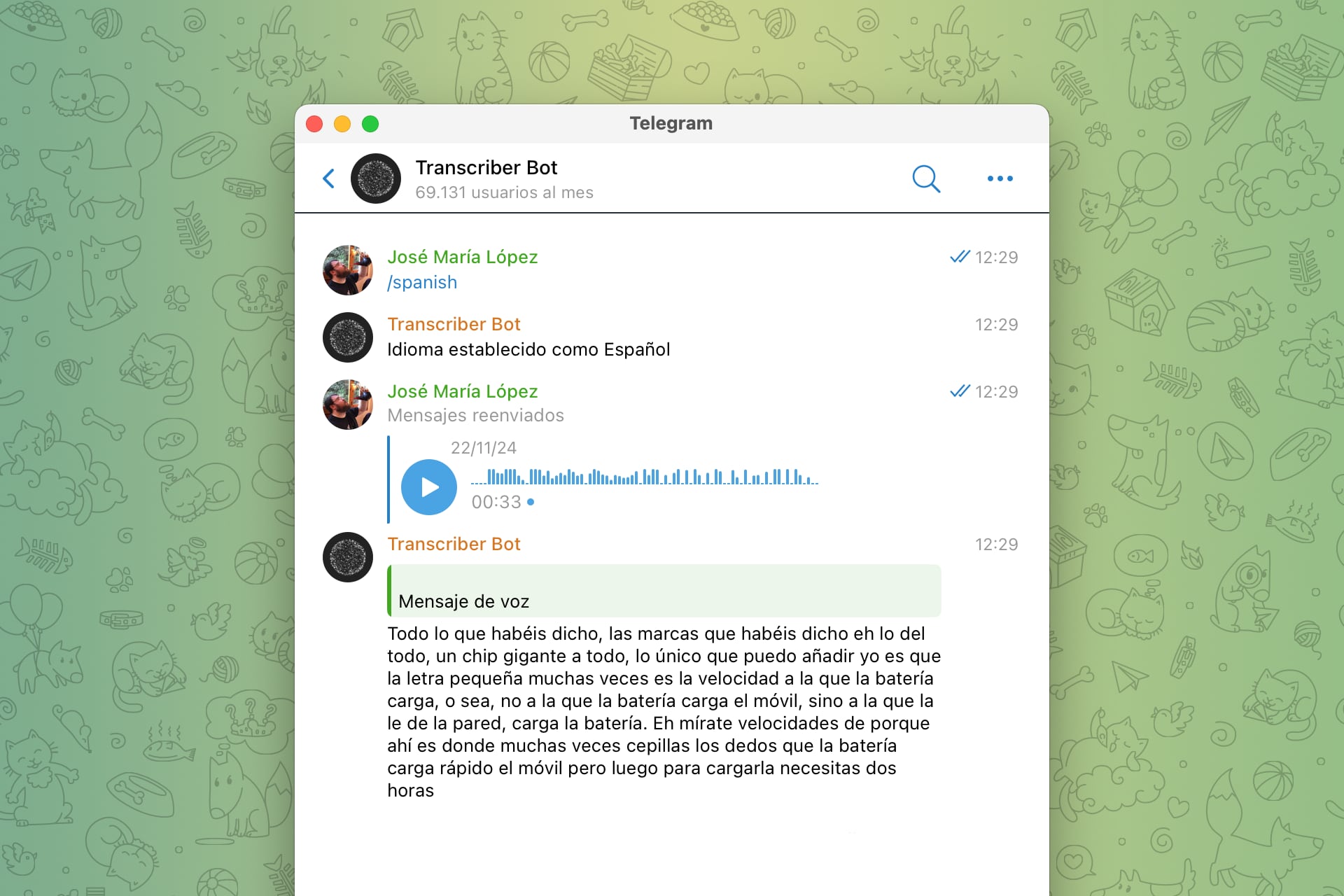 Transcribir audio en Telegram con Transcriber Bot
