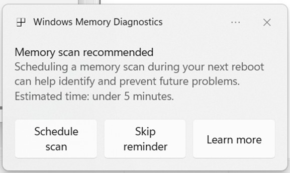 Diagnóstico de memoria en Windows 11
