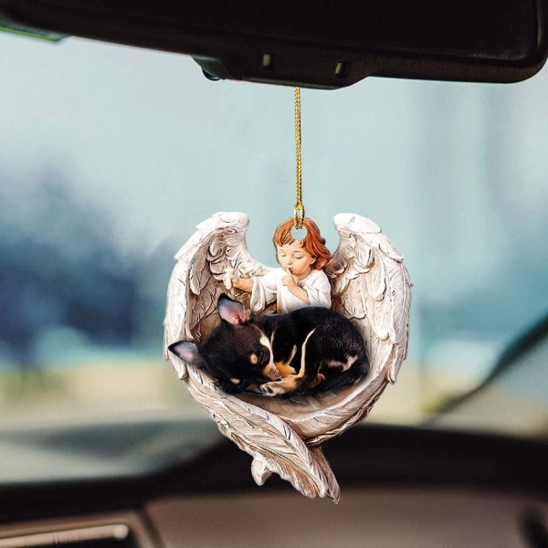 Acrylic Ornament Chihuahua Sleeping Protected By Angel Hanging Ornament Acrylic Ornament Chihuahua Sleeping Protected By Angel Hanging Ornament