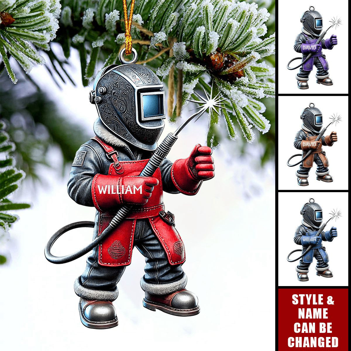 Personalized Welder Custom Name Christmas Ornament Custom Welder Uniform Ornament