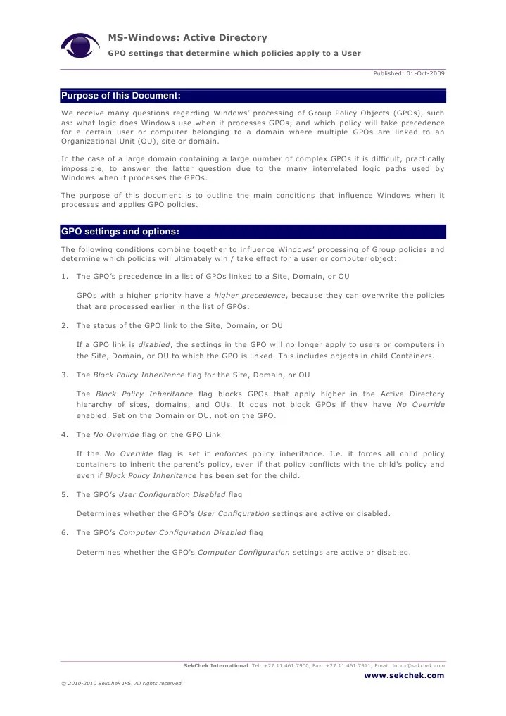 Windows Active Directory Gpo Processing | PDF | Group Policy | Active ...