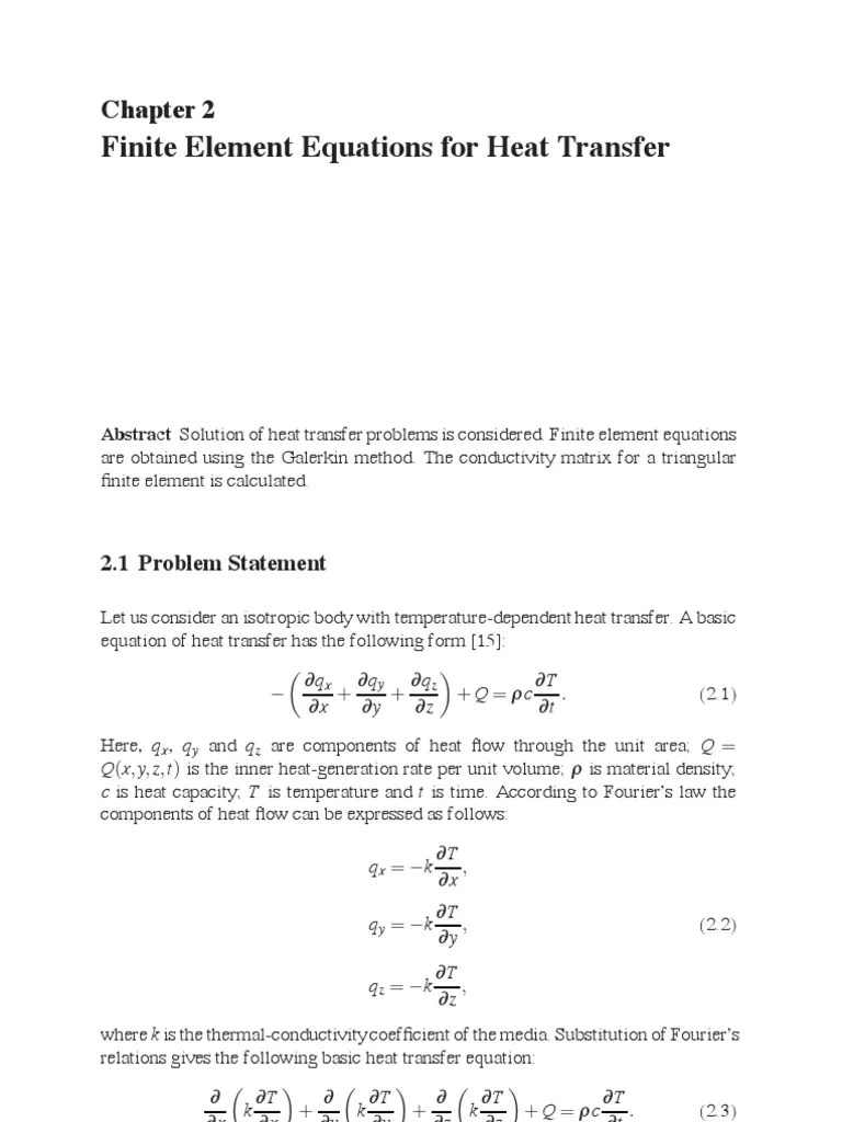 Finite Element Heat Transfer Equations | PDF | Finite Element Method ...
