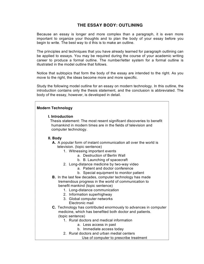 The Essay Body | PDF | Essays | Thesis